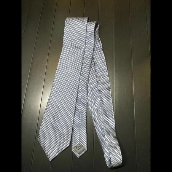PRONTO UOMO Men's 100%‎ Silk Tie Blue Geometric Pattern - Picture 1 of 3